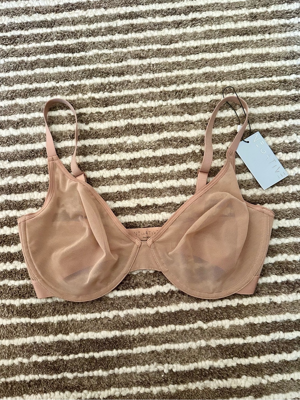 Negative Sieve Demi Mesh Underwire Bra - Nude NWT